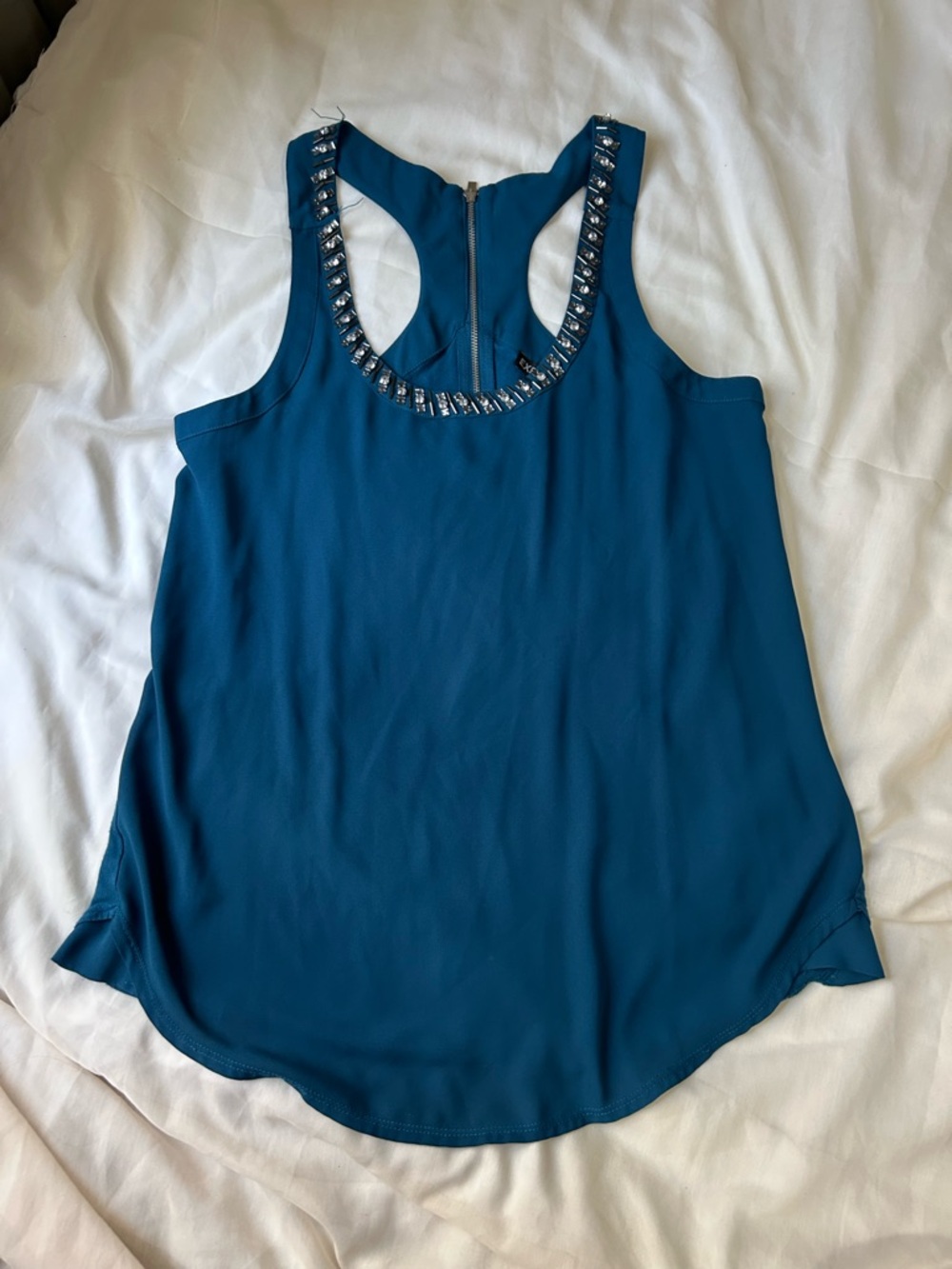Express Women's Sleeveless top, teal Medium, Beaded Embellished Y2k vtg vintage